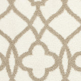 5' x 8' Ivory or Beige Geometric Trellis Microfiber Indoor Area Rug