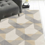 8'x11' Ivory Grey Hand Tufted Geometric Chain Pattern Indoor Area Rug