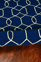 5' x 7' Navy Geometric Trellis UV Treated Indoor Area Rug