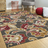 3' x 5' Taupe Floral UV Treated Area Rug