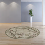 7' Round Wool Ivory  Area Rug