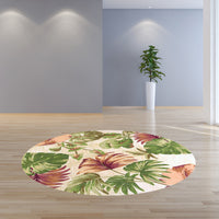 5'x8' Beige Hand Tufted Tropical Leaves Indoor Area Rug