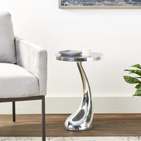 Buffed Aluminum Curve Side End Table