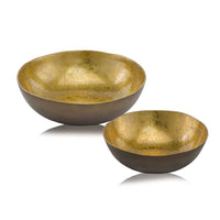 12' x 12' x 3.75' Gold and Bronze Metal Small Round Bowl