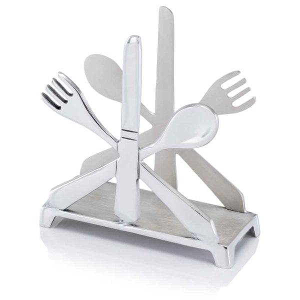 2' x 5.5' x 5.5' Buffed Cutlery Napkin Holder