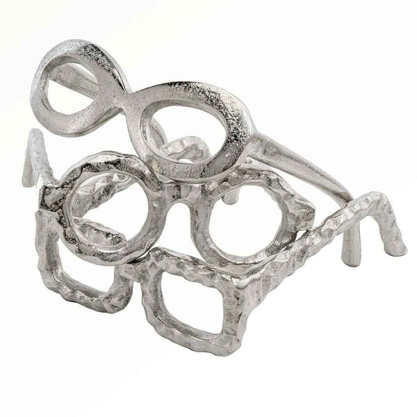 Raw Silver Textured Square Glasses Sculpture