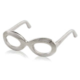 Raw Silver Textured Oval Glasses Sculpture
