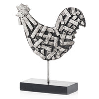 3' x 9.5' x 10.5' Silver and Black Strap Rooster