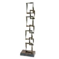 4' x 7' x 25.5' Bronze and Red Patina Cuadrado Tall Squares Sculpture