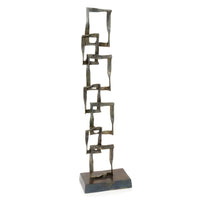 4' x 7' x 25.5' Bronze and Red Patina Cuadrado Tall Squares Sculpture