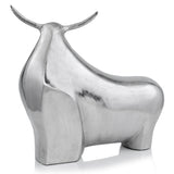 7' x 21' x 19.5' Rough Silver Extra Large Abstract Bull Sculpture
