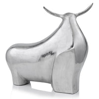 7' x 21' x 19.5' Rough Silver Extra Large Abstract Bull Sculpture