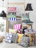Black White and Green Long Ikat Decorative Throw Pillow Cover
