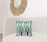 Black White and Green Long Ikat Decorative Throw Pillow Cover