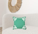 Grass Green and White Geometric Decorative Throw Pillow Cover