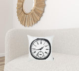 Black and White Vintage Clock Decorative Throw Pillow Cover
