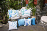 White and Aqua Blue Starfish Decorative Throw Pillow Cover