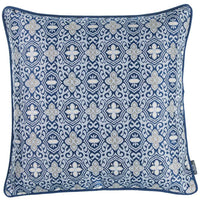 Blue Jacquard Medallion Decorative Throw Pillow Cover