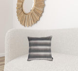 Gray Taupe and White Stripe Decorative Throw Pillow Cover