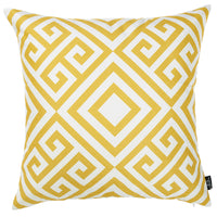 Yellow and White Printed Decorative Throw Pillow Cover