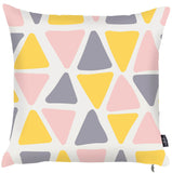 Gray Pink and Yellow Decorative Triangle Pillow Cover