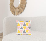 Gray Pink and Yellow Decorative Triangle Pillow Cover
