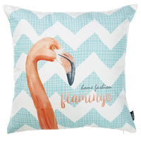 Flamingo and Aqua Chevron Decorative Throw Pillow Cover