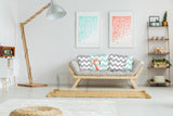 Flamingo and Gray Chevron Decorative Throw Pillow Cover.