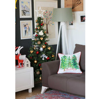 Christmas Tree Forrest Square Printed Decorative Throw Pillow Cover