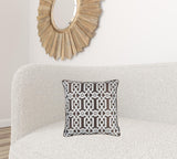 Brown and White Jacquard Geo Decorative Throw Pillow Cover