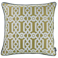 Celadon and White Jacquard Geo Decorative Throw Pillow Cover
