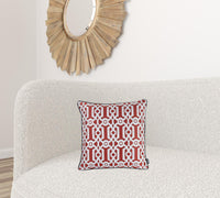 Red and White  Jacquard Geo Decorative Throw Pillow Cover