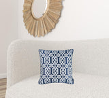 Blue and White Jacquard Geo Decorative Throw Pillow Cover