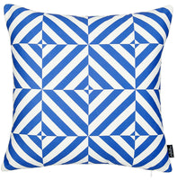 Blue and White Geometric Squares Decorative Throw Pillow Cover