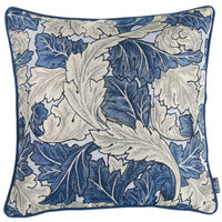 Blue and Grey Jacquard Leaf Decorative Throw Pillow Cover