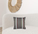 Green Gray and Rust Variegated Stripe Decorative Throw Pillow Cover