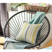 Light Gray and Green Variegated Stripe Decorative Throw Pillow Cover