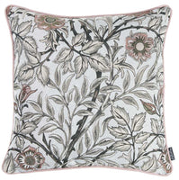 Light Blue and Pink Jacquard Leaf Decorative Throw Pillow Cover.