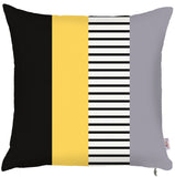Black Gray Yellow Abstract Geo Throw Pillow Cover