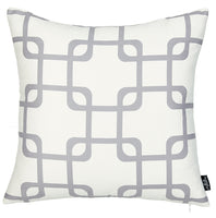 Gray and White Geometric Squares Decorative Throw Pillow Cover