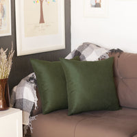 Set of 2 Fern Green Brushed Twill Decorative Throw Pillow Covers