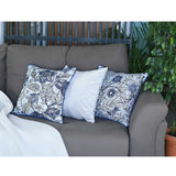 Blue Jacquard Leaf Decorative Throw Pillow Cover