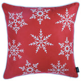 18" Red Christmas Snowflakes Decorative Throw Pillow Cover