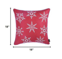 18" Red Christmas Snowflakes Decorative Throw Pillow Cover