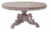 Whitewash Gray Solid Wood Round Dining Table
