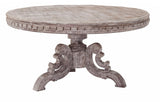 Whitewash Gray Solid Wood Round Dining Table