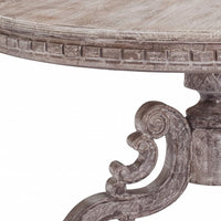 Whitewash Gray Solid Wood Round Dining Table