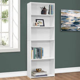 11.75" x 24.75" x 71.25" White 5 Shelves  Bookcase