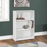 Three Shelf White Bookcase