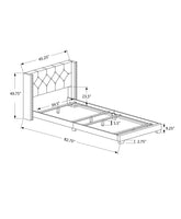 45.25" x 82.75" x 49.75" Grey Linen With Chrome Trim - Twin Size Bed